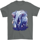 An Elephant Watercolour Mens T-Shirt 100% Cotton Charcoal