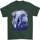 An Elephant Watercolour Mens T-Shirt 100% Cotton Forest Green