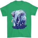 An Elephant Watercolour Mens T-Shirt 100% Cotton Irish Green