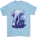 An Elephant Watercolour Mens T-Shirt 100% Cotton Light Blue