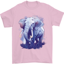 An Elephant Watercolour Mens T-Shirt 100% Cotton Light Pink