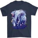 An Elephant Watercolour Mens T-Shirt 100% Cotton Navy Blue