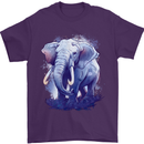 An Elephant Watercolour Mens T-Shirt 100% Cotton Purple