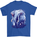 An Elephant Watercolour Mens T-Shirt 100% Cotton Royal Blue
