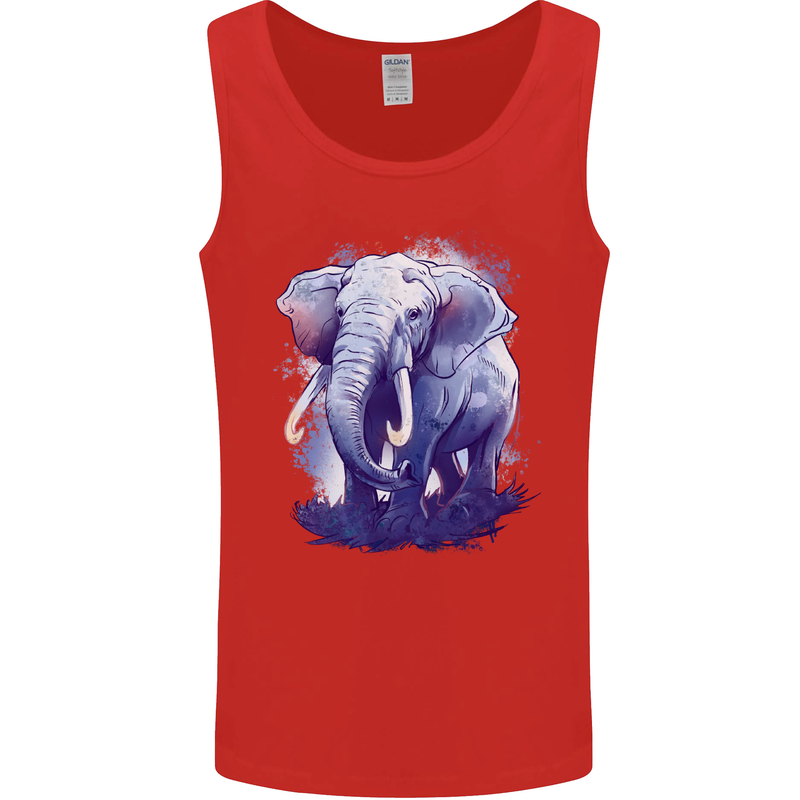 An Elephant Watercolour Mens Vest Tank Top Red