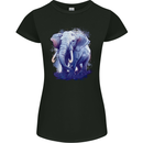 An Elephant Watercolour Womens Petite Cut T-Shirt Black