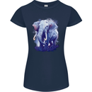 An Elephant Watercolour Womens Petite Cut T-Shirt Navy Blue