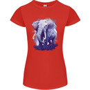 An Elephant Watercolour Womens Petite Cut T-Shirt Red