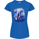 An Elephant Watercolour Womens Petite Cut T-Shirt Royal Blue