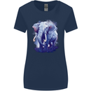 An Elephant Watercolour Womens Wider Cut T-Shirt Navy Blue