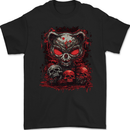 An Evil Cat With Skull Satanic Kitty Mens Gildan Cotton T-Shirt Black