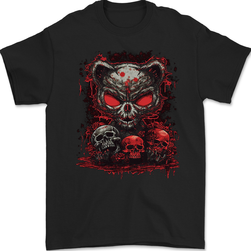 An Evil Cat With Skull Satanic Kitty Mens Gildan Cotton T-Shirt Black