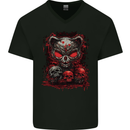 An Evil Cat With Skull Satanic Kitty Mens V-Neck Cotton T-Shirt Black