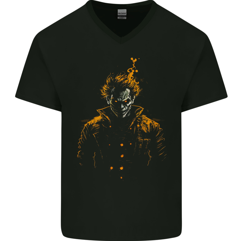 An Evil Clown Halloween Horror Mens V-Neck Cotton T-Shirt Black
