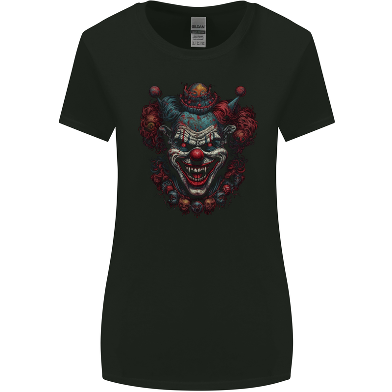An Evil Clown Halloween Horror Vampire Womens Wider Cut T-Shirt Black