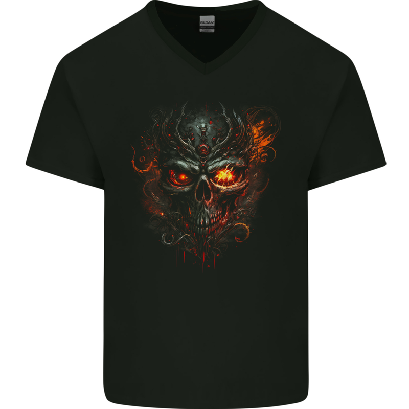 An Evil Fire Skull From the Future Mens V-Neck Cotton T-Shirt Black