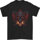 An Evil Flame Skull Biker Fantasy Heavy Metal Mens Gildan Cotton T-Shirt Black