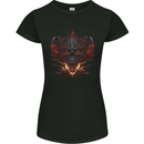 An Evil Flame Skull Biker Fantasy Heavy Metal Womens Petite Cut T-Shirt Black