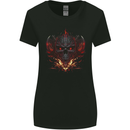 An Evil Flame Skull Biker Fantasy Heavy Metal Womens Wider Cut T-Shirt Black