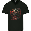 An Evil Night Wolf and Moon Mens V-Neck Cotton T-Shirt Black