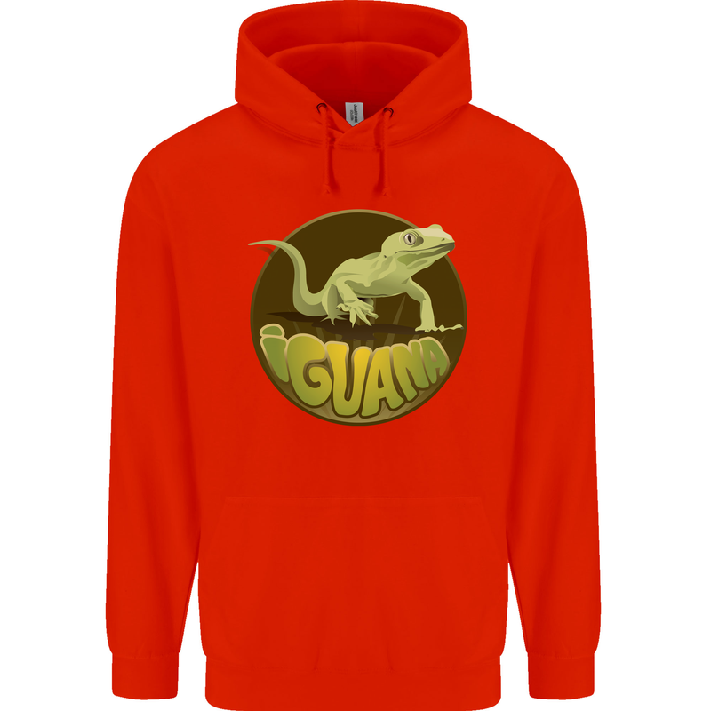 An Iguana Lizard Childrens Kids Hoodie Bright Red