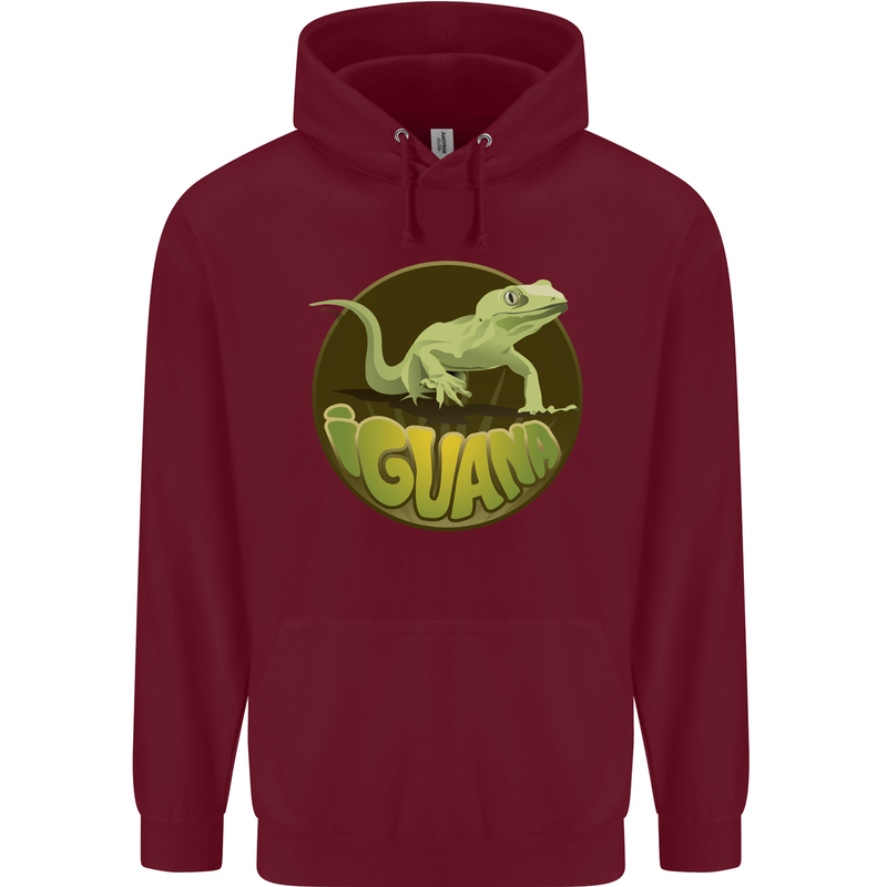An Iguana Lizard Childrens Kids Hoodie Maroon