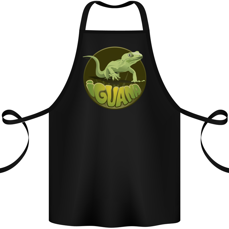 An Iguana Lizard Cotton Apron 100% Organic Black