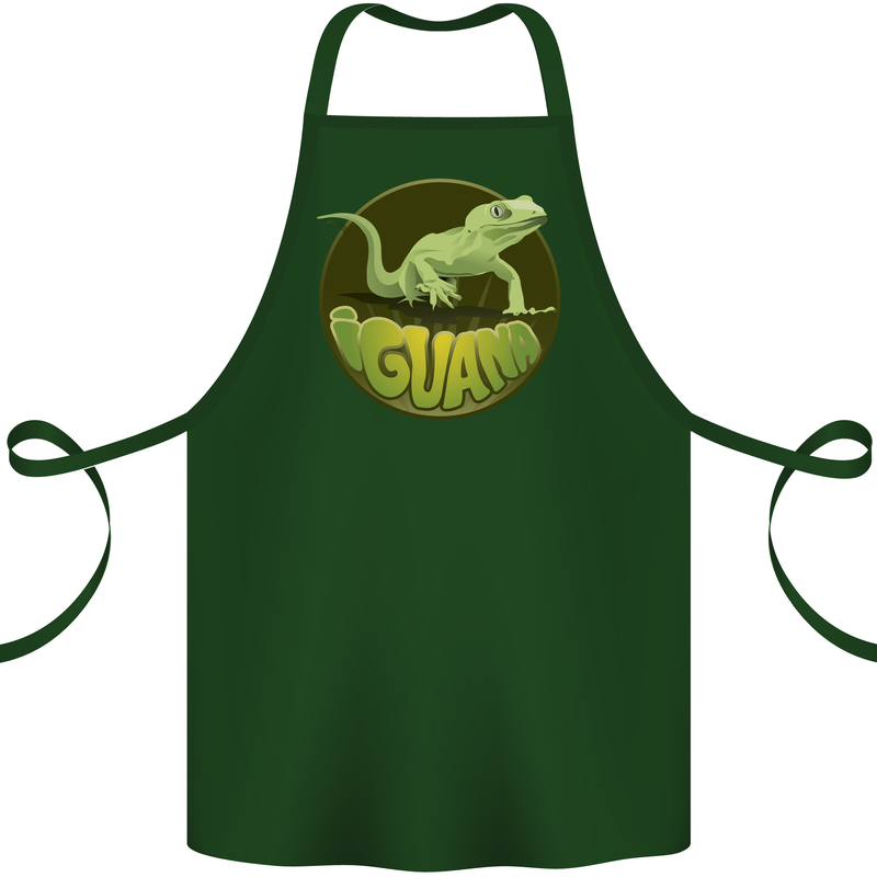 An Iguana Lizard Cotton Apron 100% Organic Forest Green