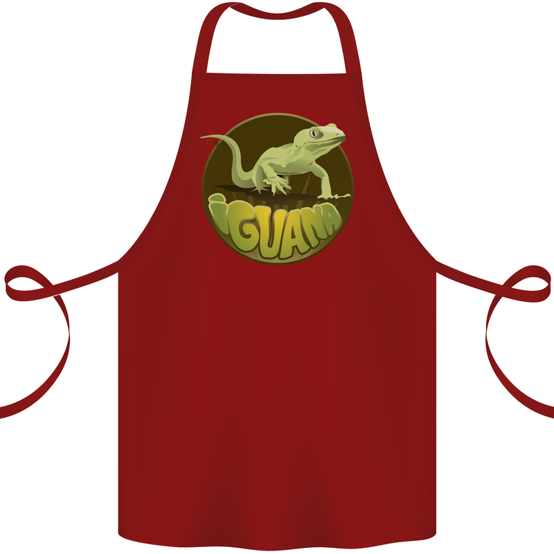 An Iguana Lizard Cotton Apron 100% Organic Maroon
