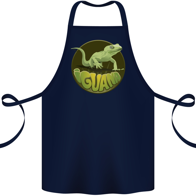 An Iguana Lizard Cotton Apron 100% Organic Navy Blue