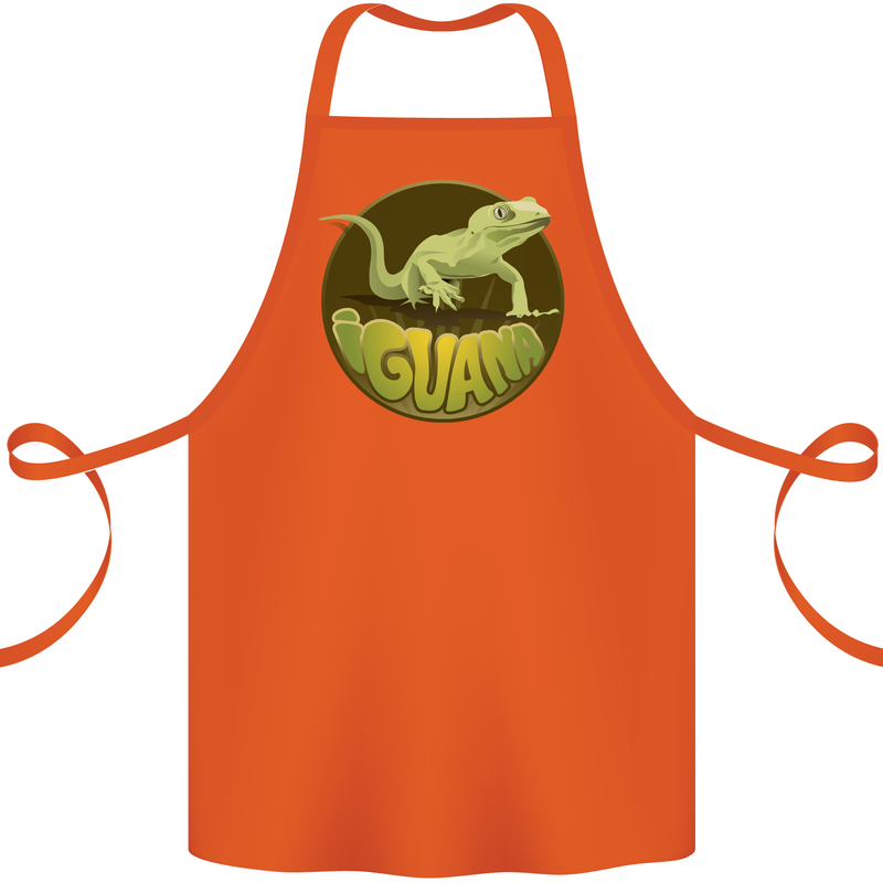 An Iguana Lizard Cotton Apron 100% Organic Orange
