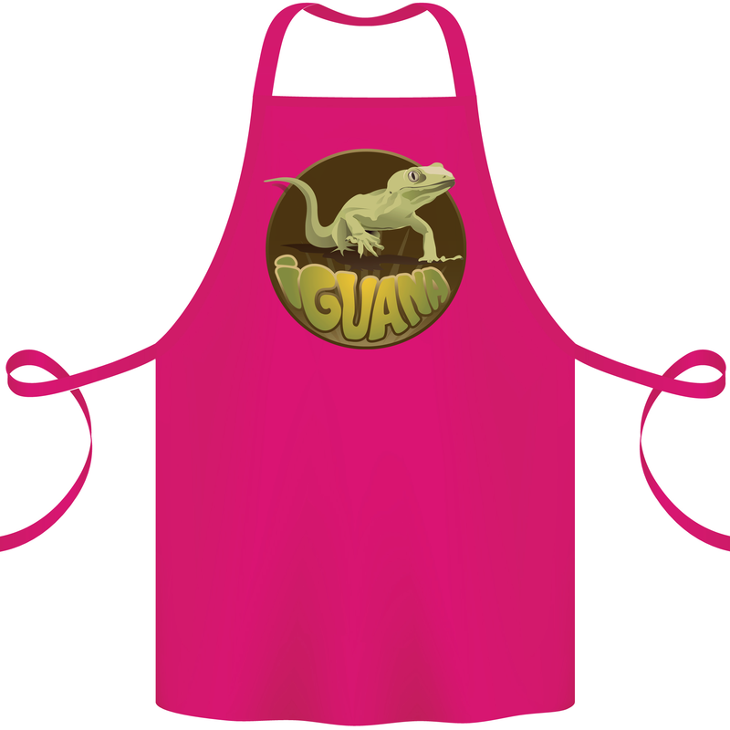 An Iguana Lizard Cotton Apron 100% Organic Pink