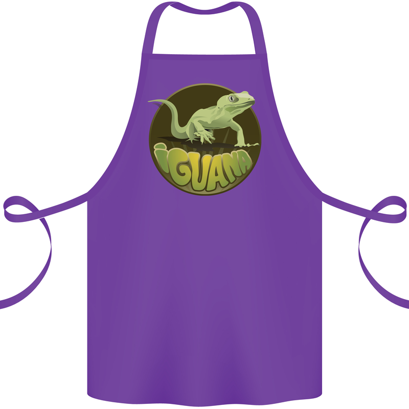 An Iguana Lizard Cotton Apron 100% Organic Purple