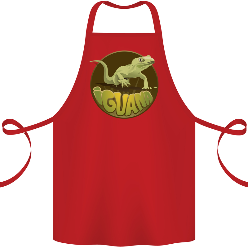 An Iguana Lizard Cotton Apron 100% Organic Red