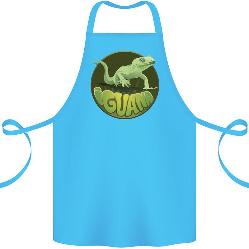 An Iguana Lizard Cotton Apron 100% Organic Turquoise