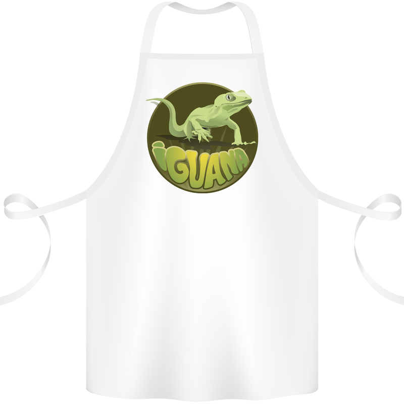 An Iguana Lizard Cotton Apron 100% Organic White
