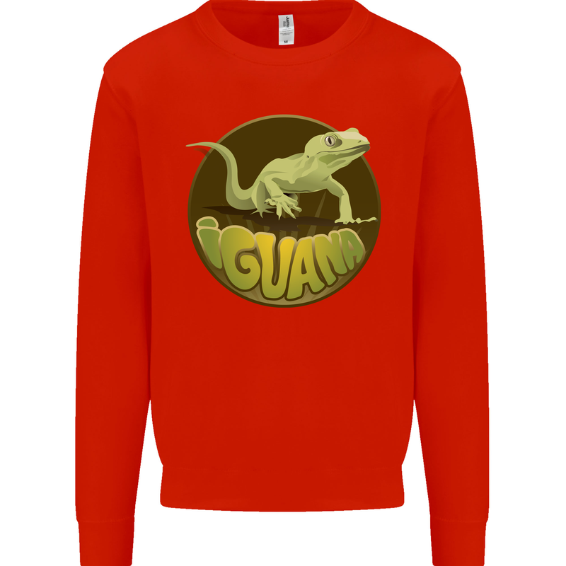An Iguana Lizard Kids Sweatshirt Jumper Bright Red