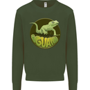 An Iguana Lizard Kids Sweatshirt Jumper Forest Green