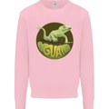 An Iguana Lizard Kids Sweatshirt Jumper Light Pink