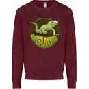 An Iguana Lizard Kids Sweatshirt Jumper Maroon