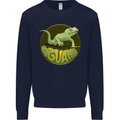 An Iguana Lizard Kids Sweatshirt Jumper Navy Blue