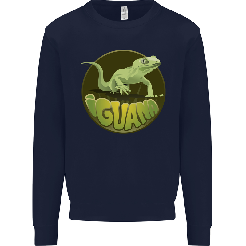 An Iguana Lizard Kids Sweatshirt Jumper Navy Blue