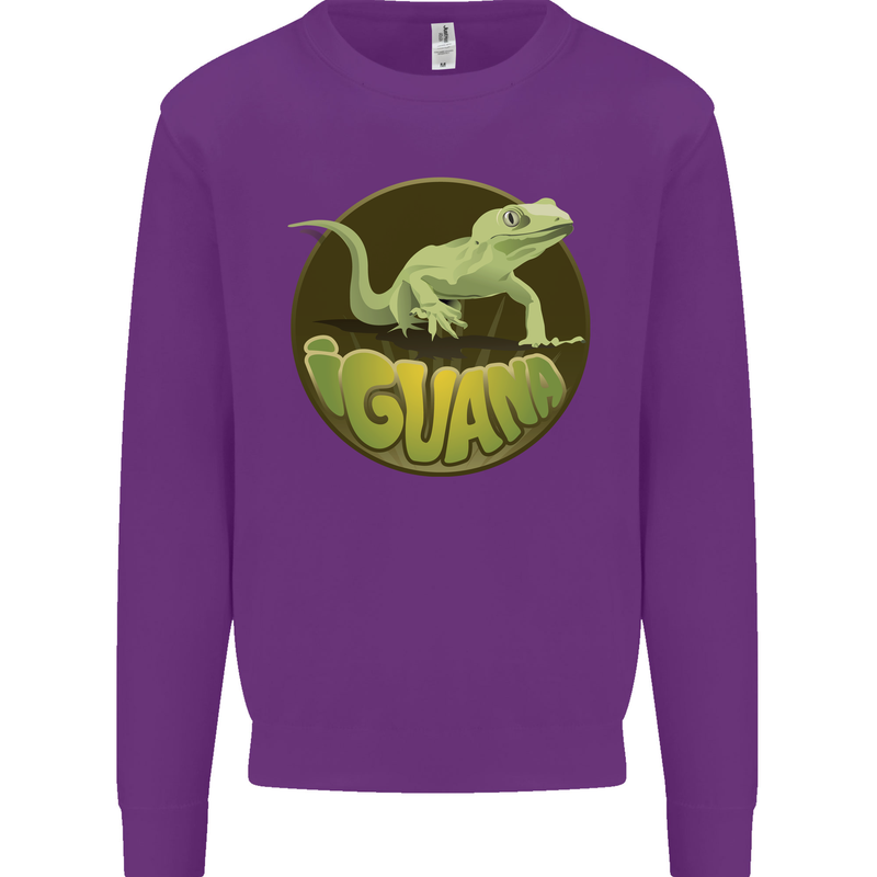 An Iguana Lizard Kids Sweatshirt Jumper Purple