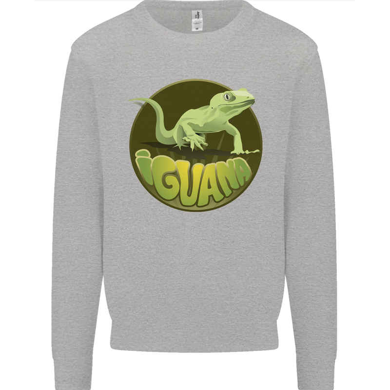 An Iguana Lizard Kids Sweatshirt Jumper Sports Grey