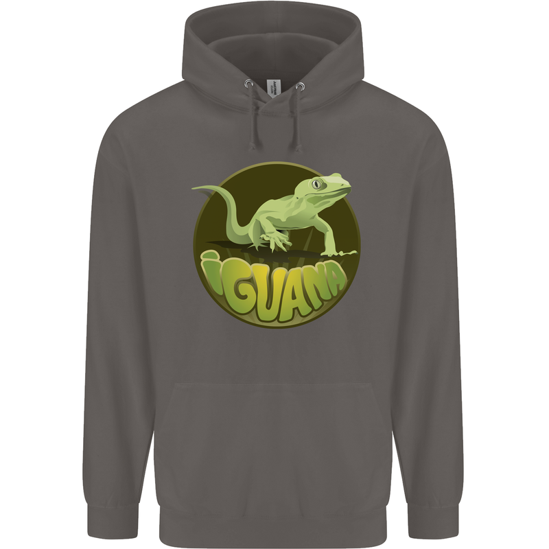An Iguana Lizard Mens 80% Cotton Hoodie Charcoal