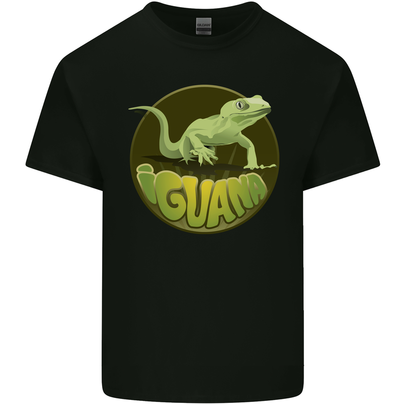 An Iguana Lizard Mens Cotton T-Shirt Tee Top Black