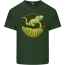 An Iguana Lizard Mens Cotton T-Shirt Tee Top Forest Green