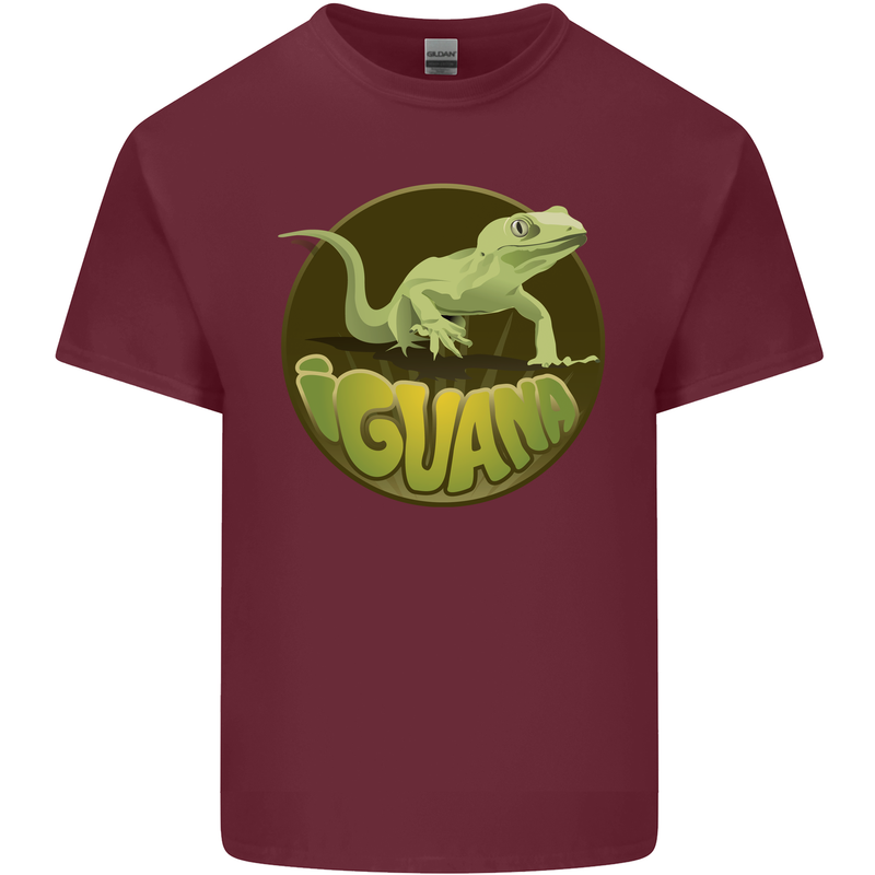 An Iguana Lizard Mens Cotton T-Shirt Tee Top Maroon