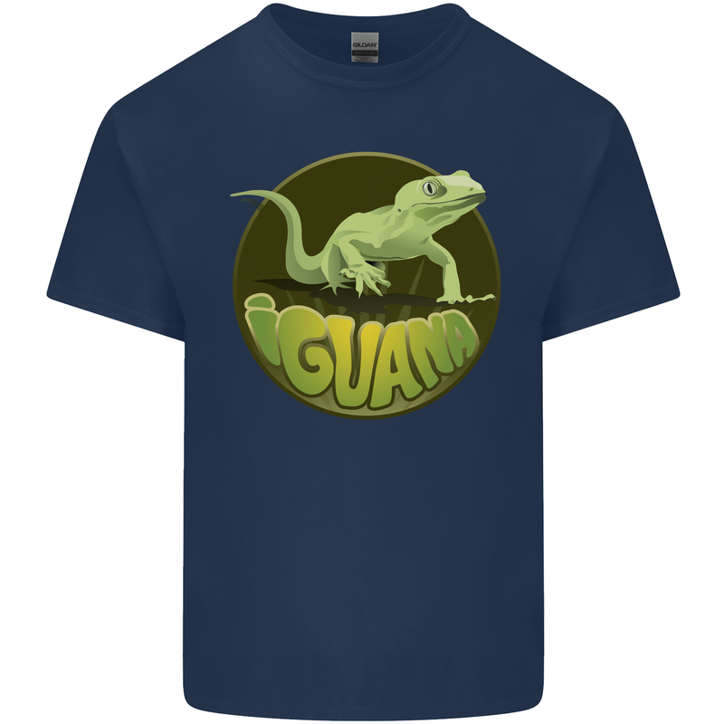 An Iguana Lizard Mens Cotton T-Shirt Tee Top Navy Blue