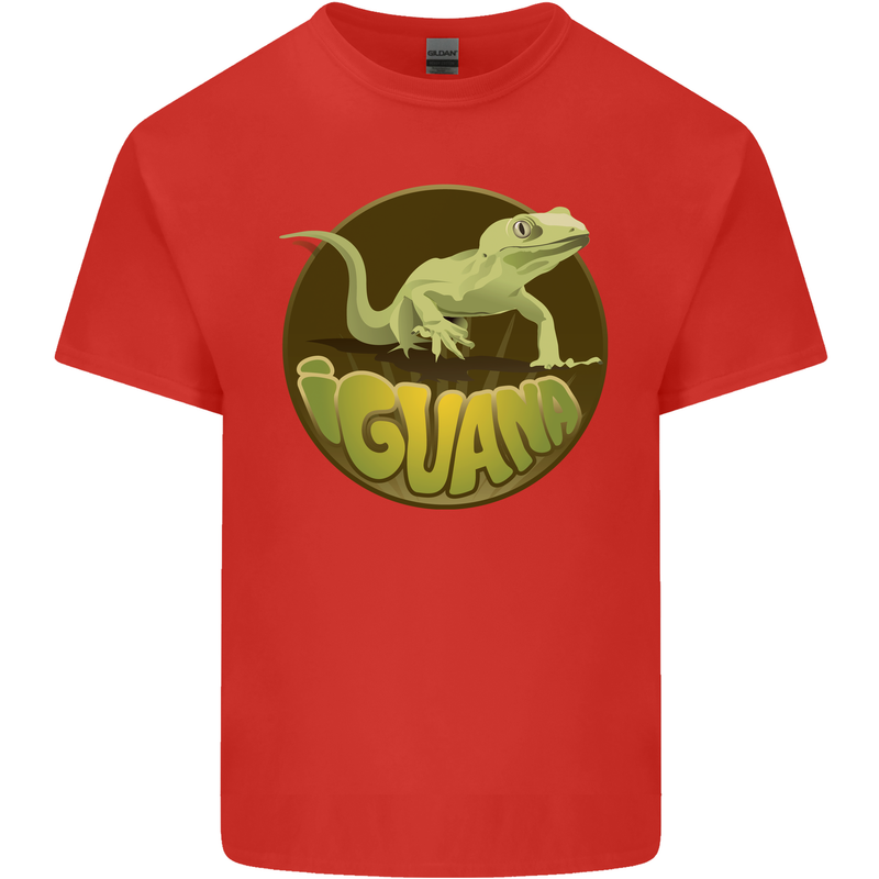 An Iguana Lizard Mens Cotton T-Shirt Tee Top Red